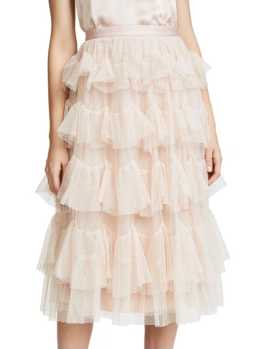 NWT Needle and Thread Scallop Tulle Skirt In Rose Quartz Size 4